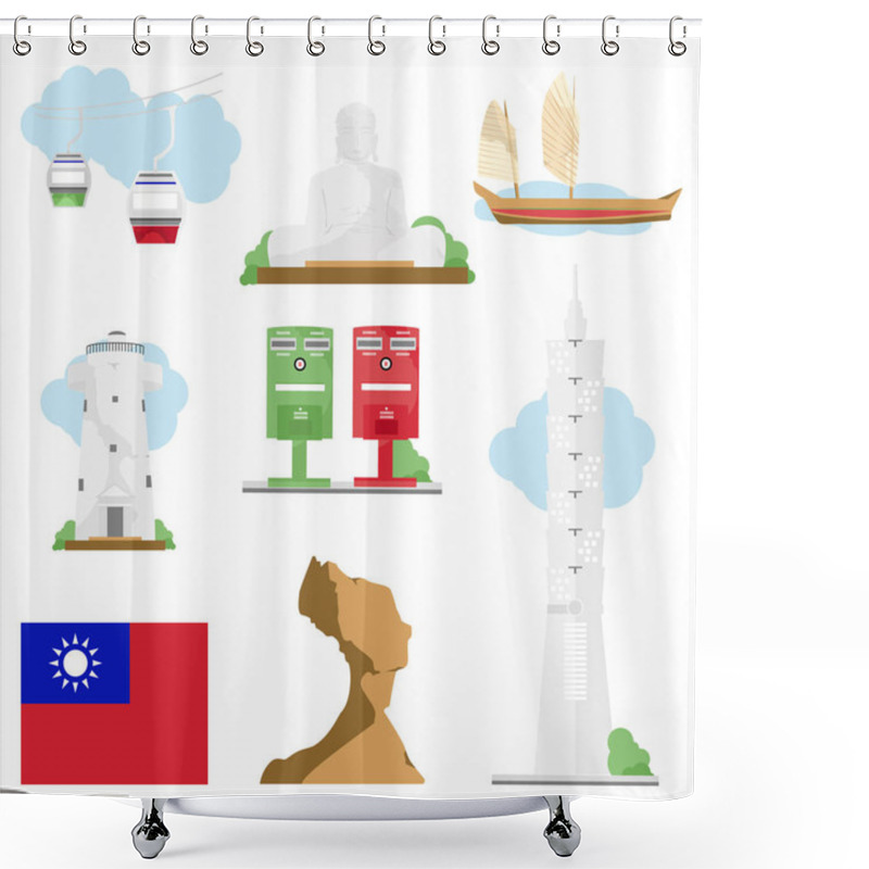 Personality  Taiwan Travel Vector Shower Curtains