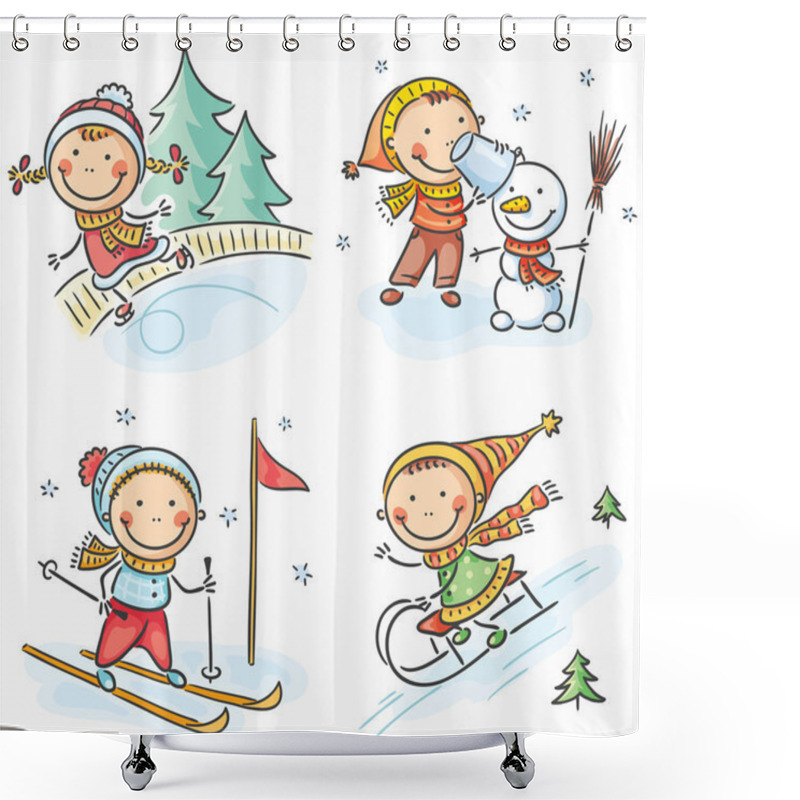 Personality  Kids Winter Outdoors Activities Shower Curtains