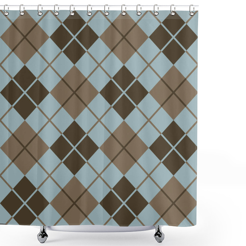 Personality  Argyle Pattern_Blue-Brown Shower Curtains