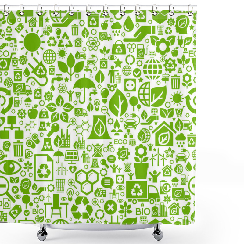 Personality  Ecology Icons Seamless Pattern Shower Curtains