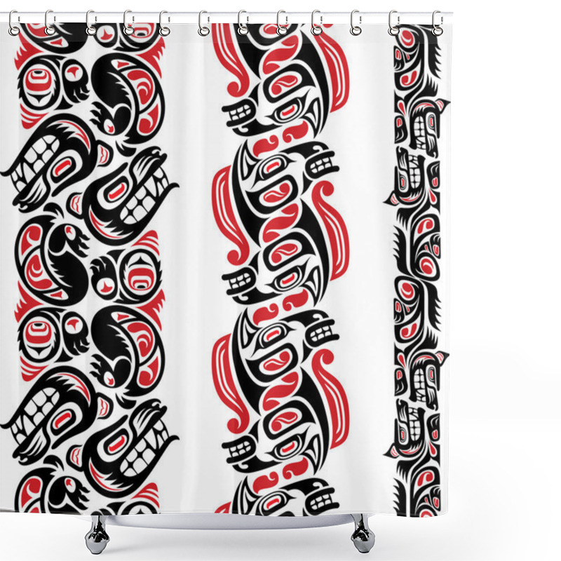 Personality  Haida Style Tattoo Pattern Shower Curtains