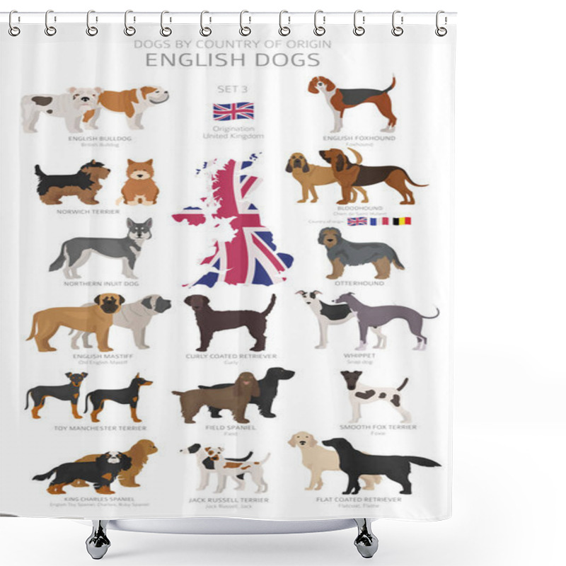 Personality  Dogs By Country Of Origin. English Dog Breeds. Shepherds, Huntin Shower Curtains