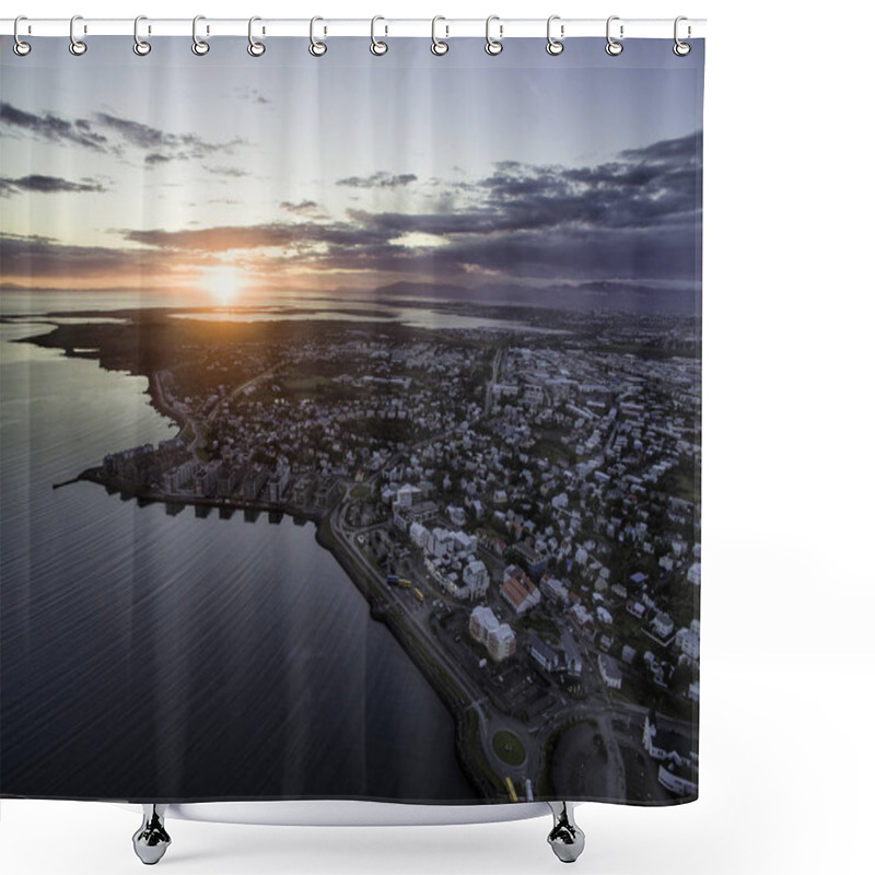 Personality  Reykjavik Aerial Sunset Shower Curtains