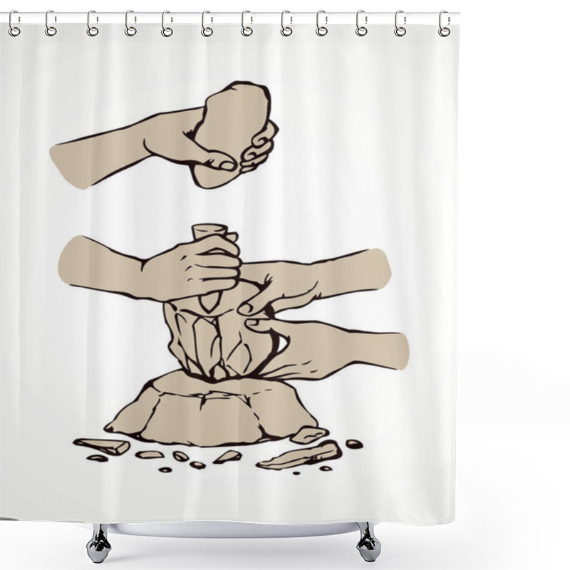 Personality  Vector Illustration. Primitive People Make Stone Tools Shower Curtains