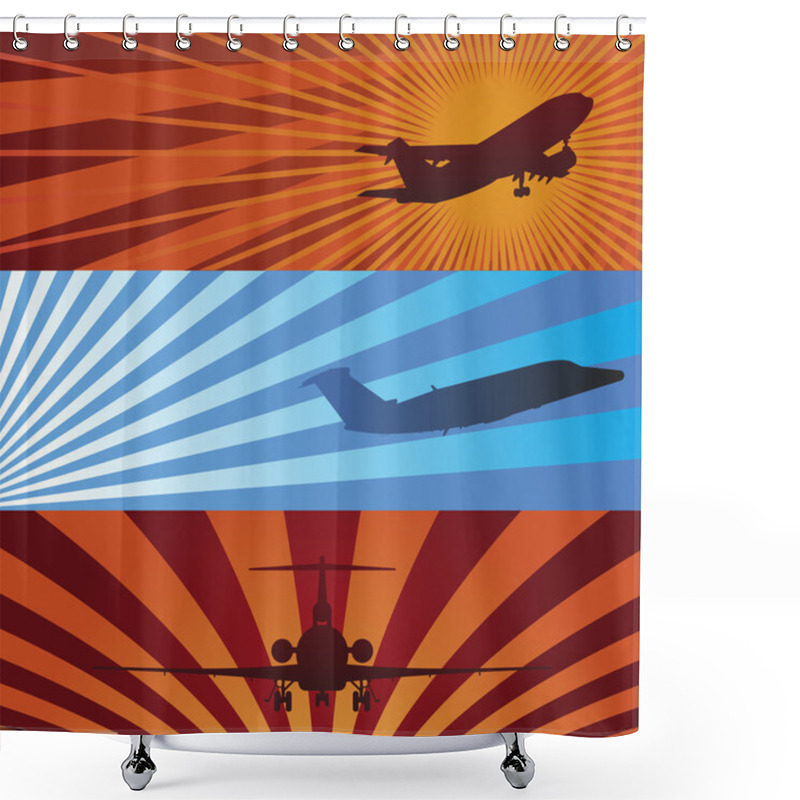 Personality  Airplane Banners Shower Curtains