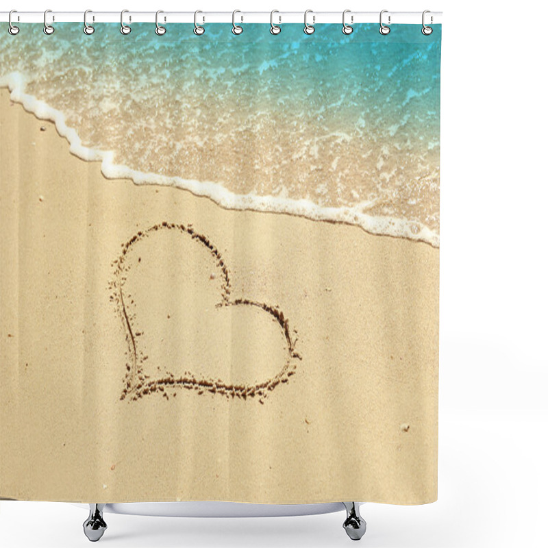 Personality  Heart In The Sand Shower Curtains