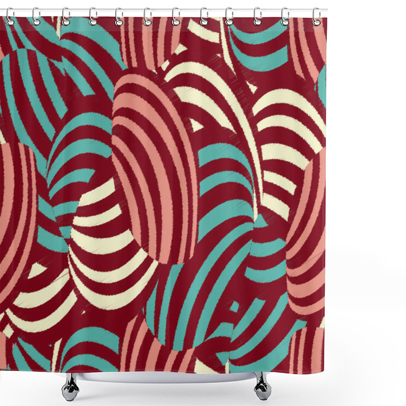 Personality  Seamless Abstract Pattern With The Image Of Oval Shapes And Stripes. Shower Curtains