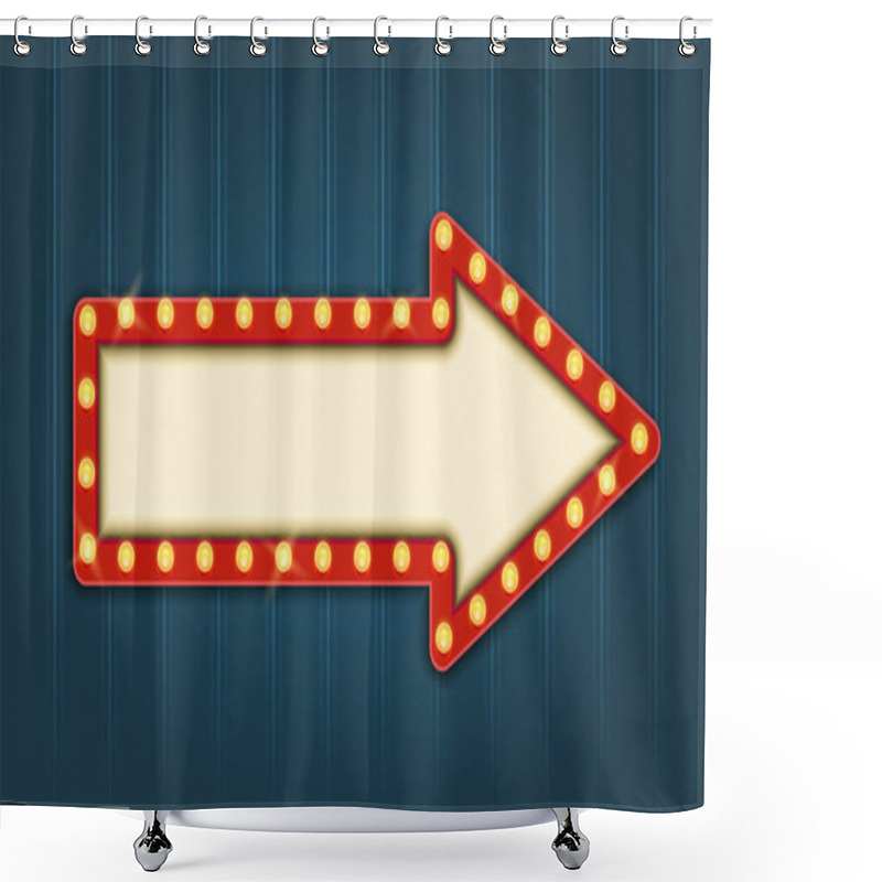 Personality  Retro Lightbox Arrow Shape Template With Red Border And Round Corners Shower Curtains