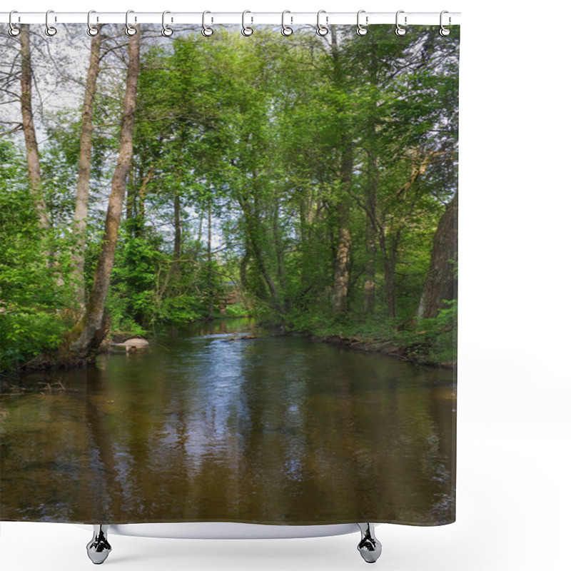 Personality  River Forest, Reflection Shower Curtains