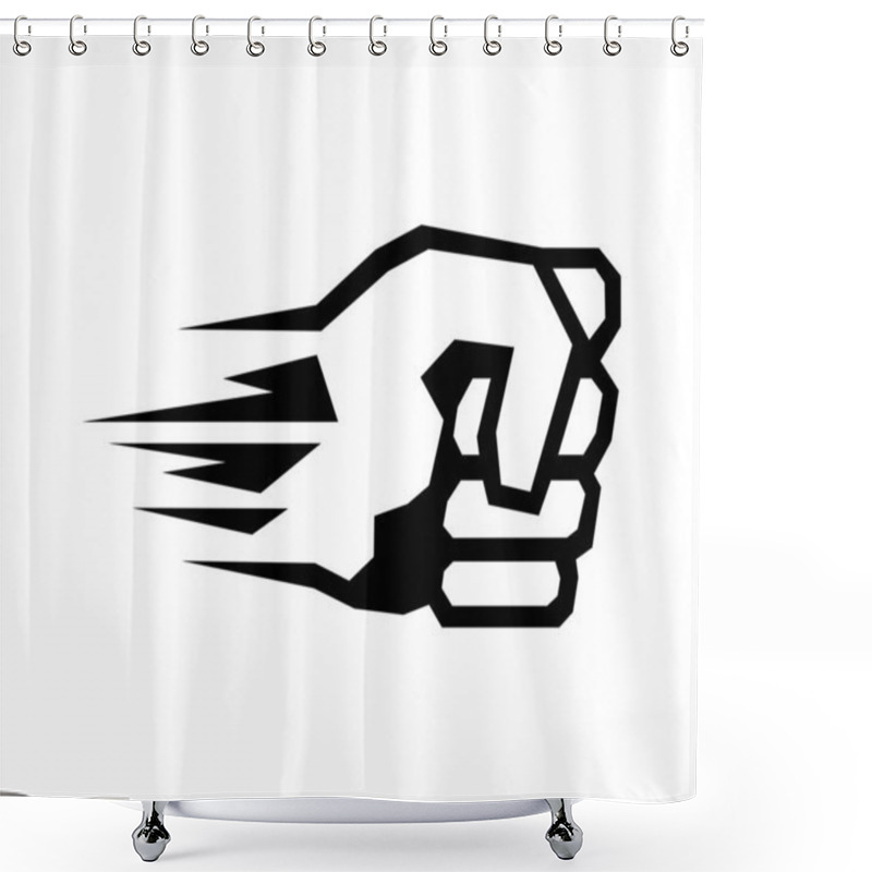 Personality  Hitting Fist Monochrome Vector Icon  Shower Curtains