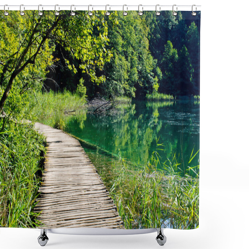 Personality  Wooden Footpath In Plitvice Park, Croatia Shower Curtains