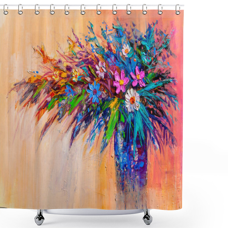 Personality  Oil Painting A Bouquet Of Flowers .  Shower Curtains