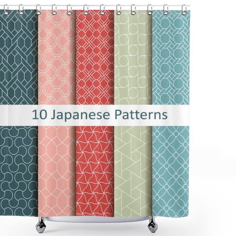 Personality  Set Of Ten Japanese Patterns Shower Curtains