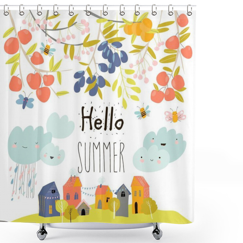 Personality  Sweet Fruits Growing On Branch. Hello Summer Shower Curtains