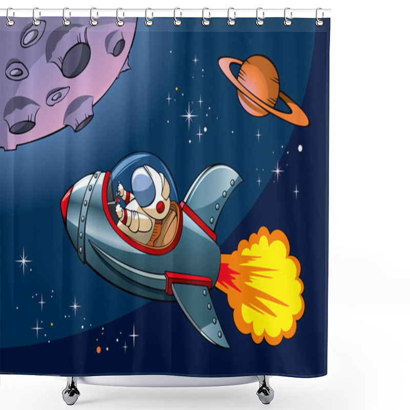 Personality  Cartoon Spaceship Shower Curtains