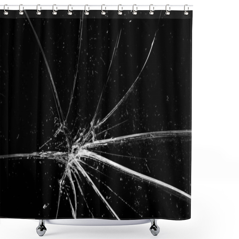 Personality  Cracks In The Glass On A Black Background. Abstraction Shower Curtains