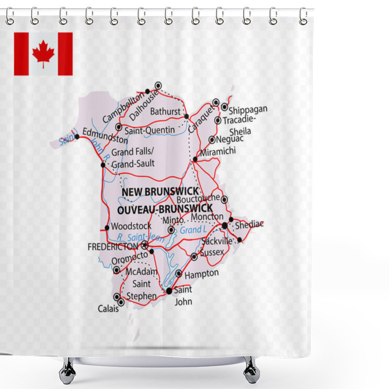 Personality  New Brunswick Map. Canada State With Cities And Towns Shower Curtains