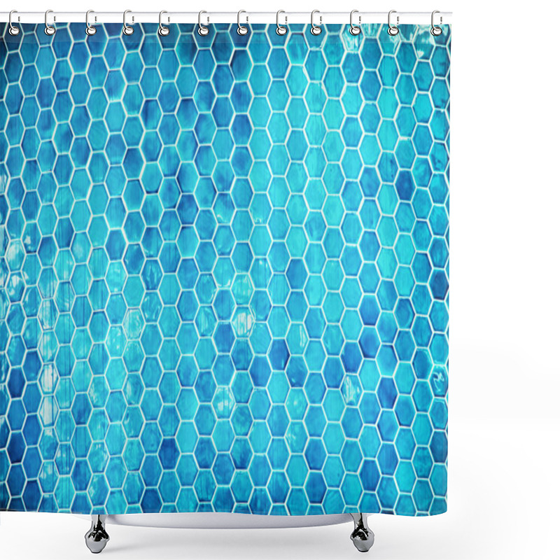 Personality  Blue Mosaic Swimming Pool Background Shower Curtains