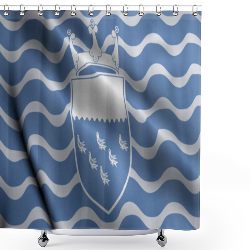 Personality  The Flag Of The English West Sussex. Real Texture Flag Of The West Sussex United Kingdom Banner Collection. High Detailed Flag Animation England, UK Shower Curtains