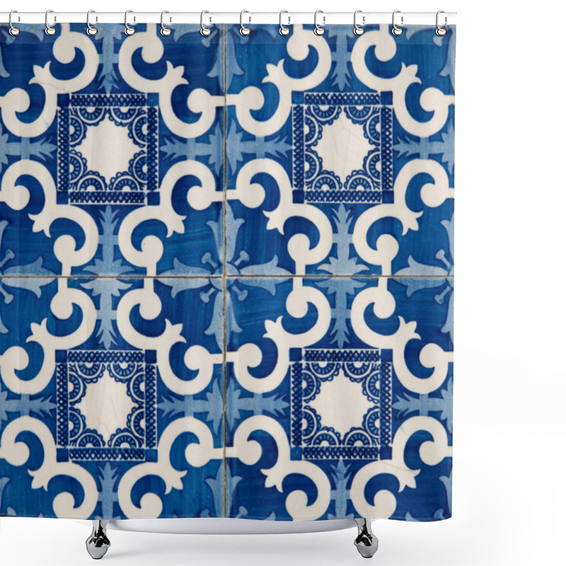 Personality  Traditional Portuguese Glazed Tiles Shower Curtains