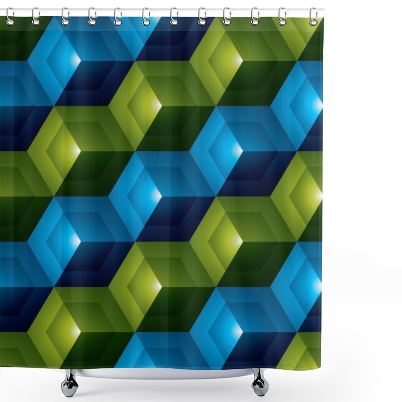 Personality  Seamless Pattern With 3d Geometric Figures Shower Curtains