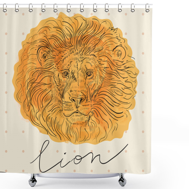 Personality  Hand Drawn Illustration With Lion Shower Curtains