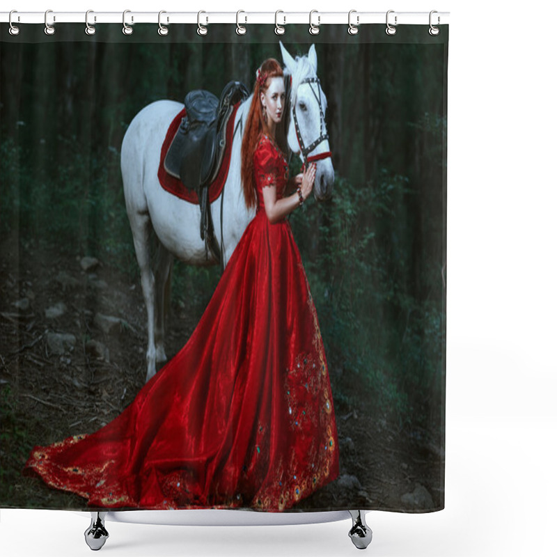 Personality  Woman Dressed In Medieval Dress Shower Curtains