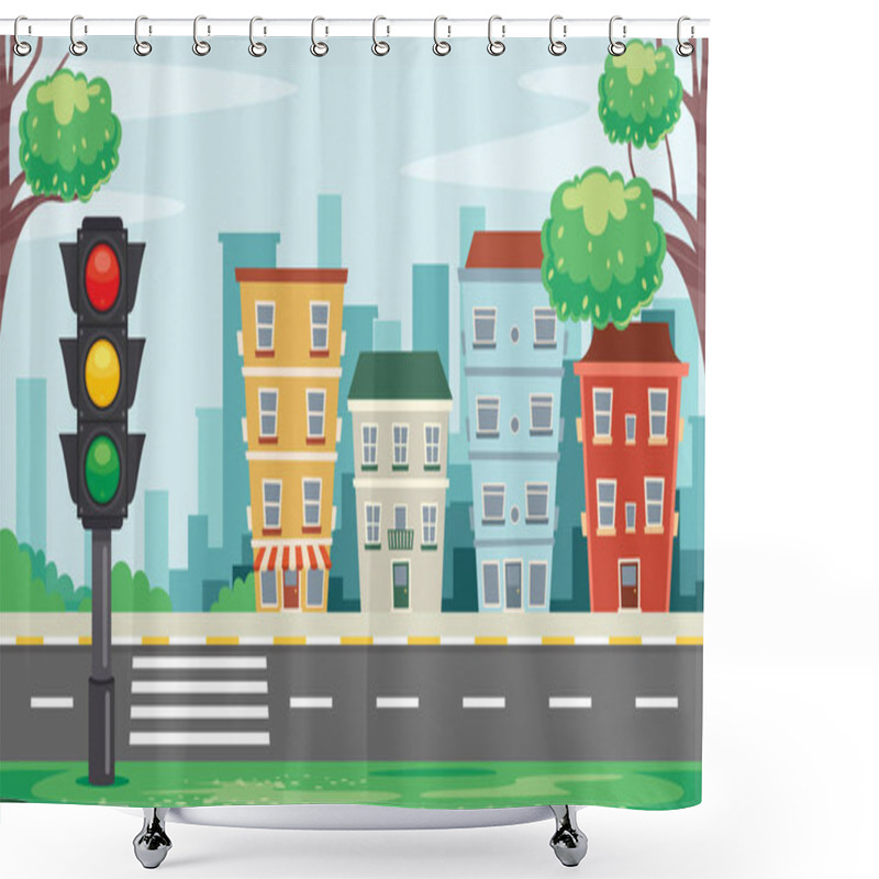 Personality  Traffic Concept With Lights And Equipments Shower Curtains