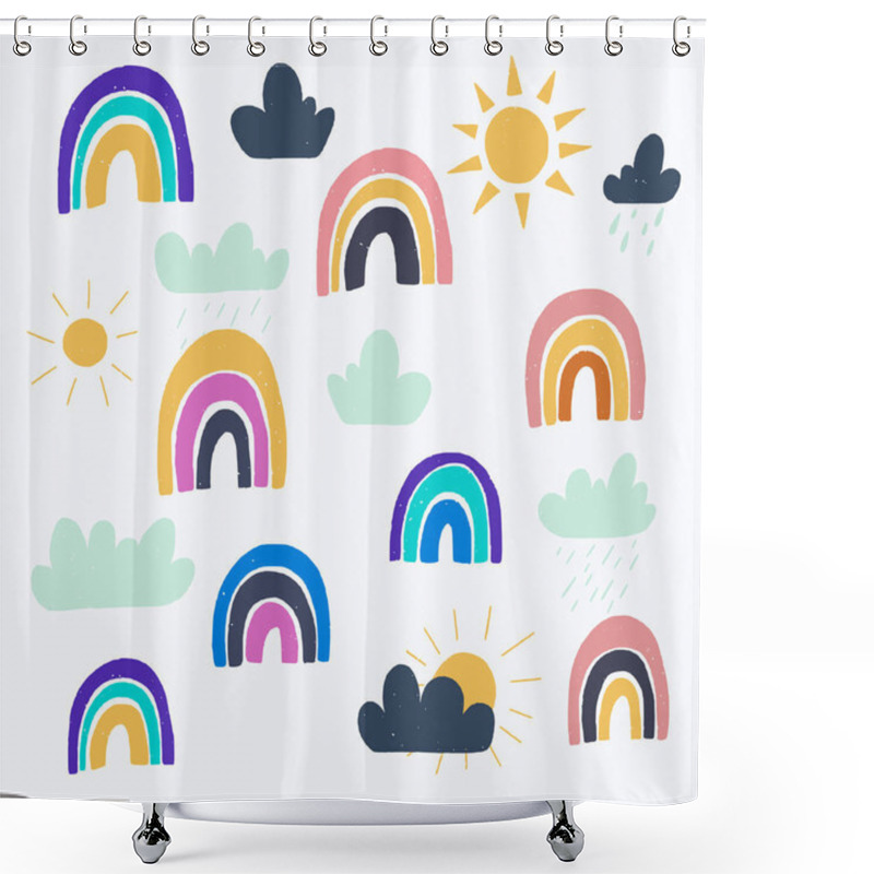 Personality  Set Of Childish Raibows Shower Curtains