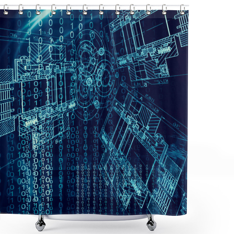 Personality  Technological Background, Internet Concept Of Global Business. Internet Connection, Abstract Of Science And Technology Graphic Design Shower Curtains