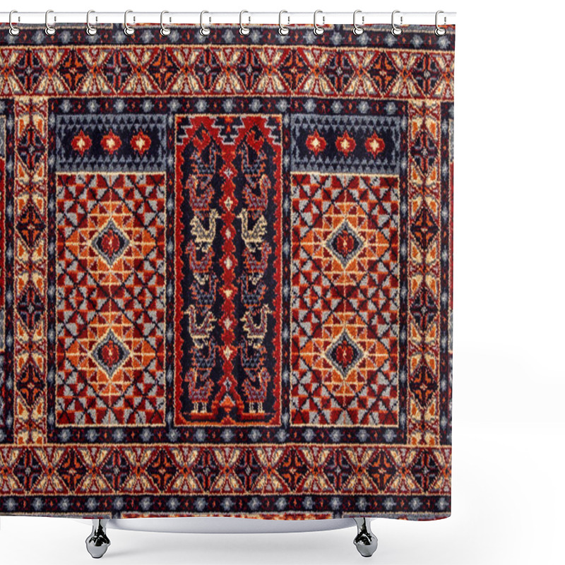 Personality  Romanian Folk Seamless Pattern Ornaments. Romanian Traditional Embroidery. Ethnic Texture Design. Traditional Carpet Design. Carpet Ornaments. Rustic Carpet Design Shower Curtains