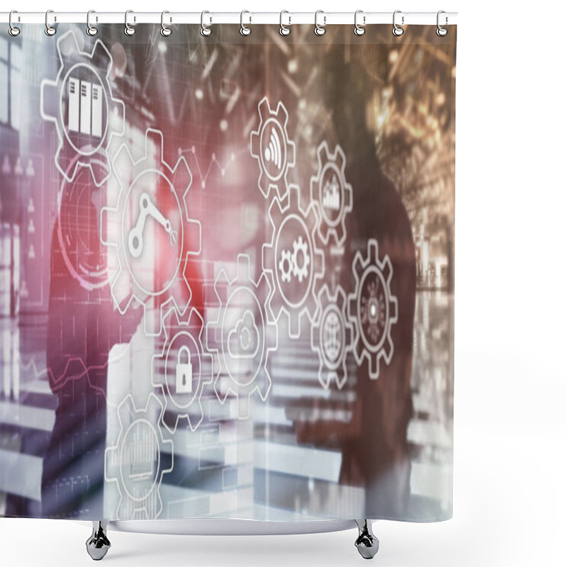 Personality  Technology Innovation And Process Automation. Smart Industry 4.0. Shower Curtains