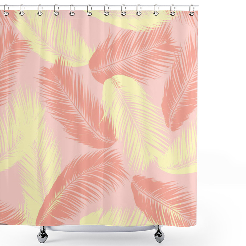 Personality  Tropical Palm Tree Leaves. Vector Seamless Pattern. Simple Silhouette Coconut Leaf Sketch. Summer Floral Background. Jungle Foliage. Trendy Wallpaper Of Exotic Palm Tree Leaves For Textile Design. Shower Curtains