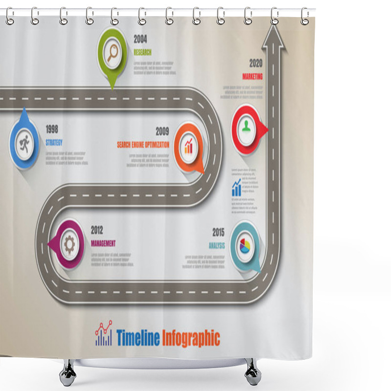 Personality  Business Road Map Timeline Infographic, Vector Illustration Shower Curtains