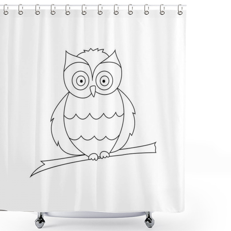 Personality  Owl Sitting On A Branch Are Drawn With Thin Lines Shower Curtains