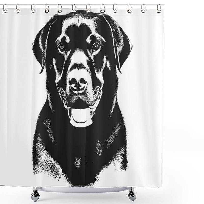 Personality  Rottweiler Hand Drawn Image ,black And White Drawing Of Do Shower Curtains