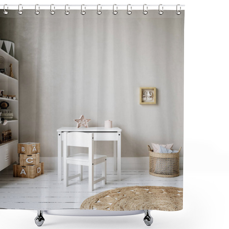 Personality  Cozy Children Room Interior, Home Mockup, 3D Render Shower Curtains