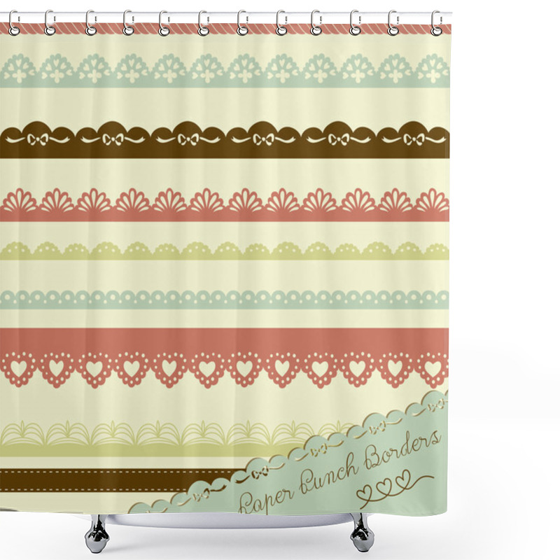 Personality  Set Of Hand-drawn Lace Paper Punch Borders Shower Curtains