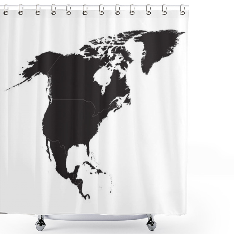 Personality  Black Map Of North America With Borders Of All Countries Shower Curtains