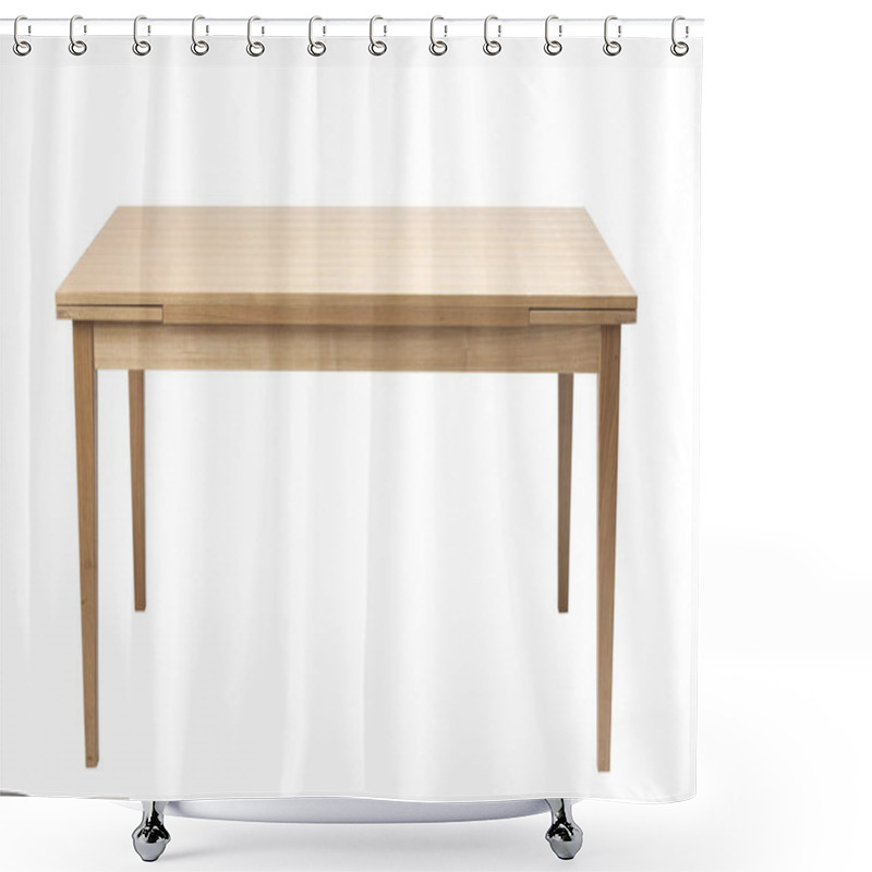 Personality  Wood, Oak Table Isolated On White. Shower Curtains