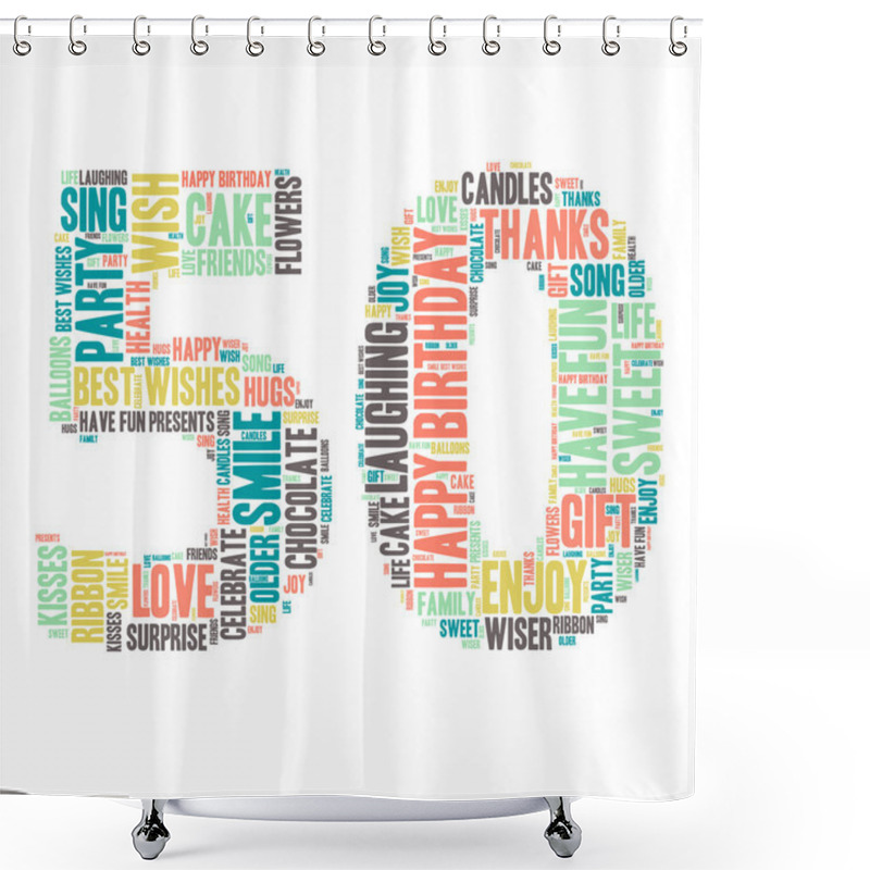 Personality  Word Cloud - Happy Birthday Celebration - 50 Shower Curtains