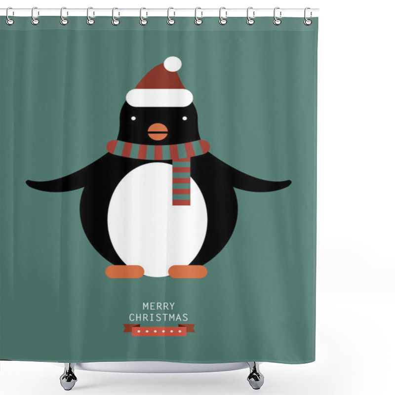 Personality  Santa Penguin Greeting Shower Curtains