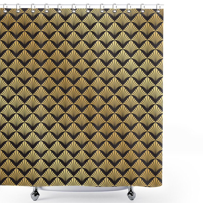 Personality  Abstract Seamless Black And Gold Art Deco Vector Pattern Shower Curtains