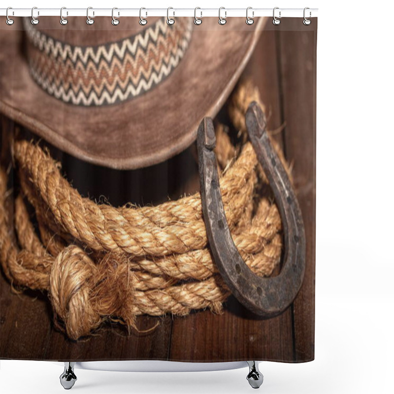 Personality  Horseshoe Hat Lasso Shower Curtains