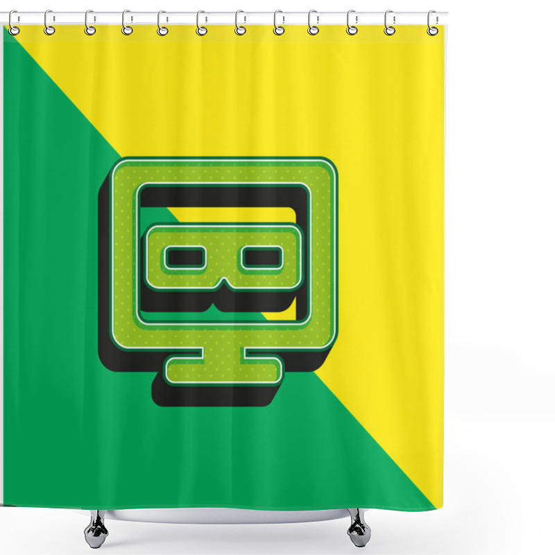 Personality  3D Television Green And Yellow Modern 3d Vector Icon Logo Shower Curtains