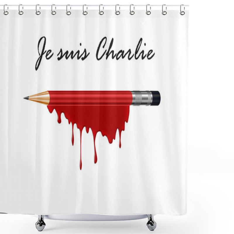 Personality  Pencil In Blood With I Am Charlie (french) Text A Shower Curtains