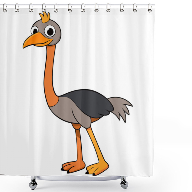 Personality  Ostrich Cartoon Illustration. Vector Ostrich Isolated On White Background Flat Design Element Shower Curtains