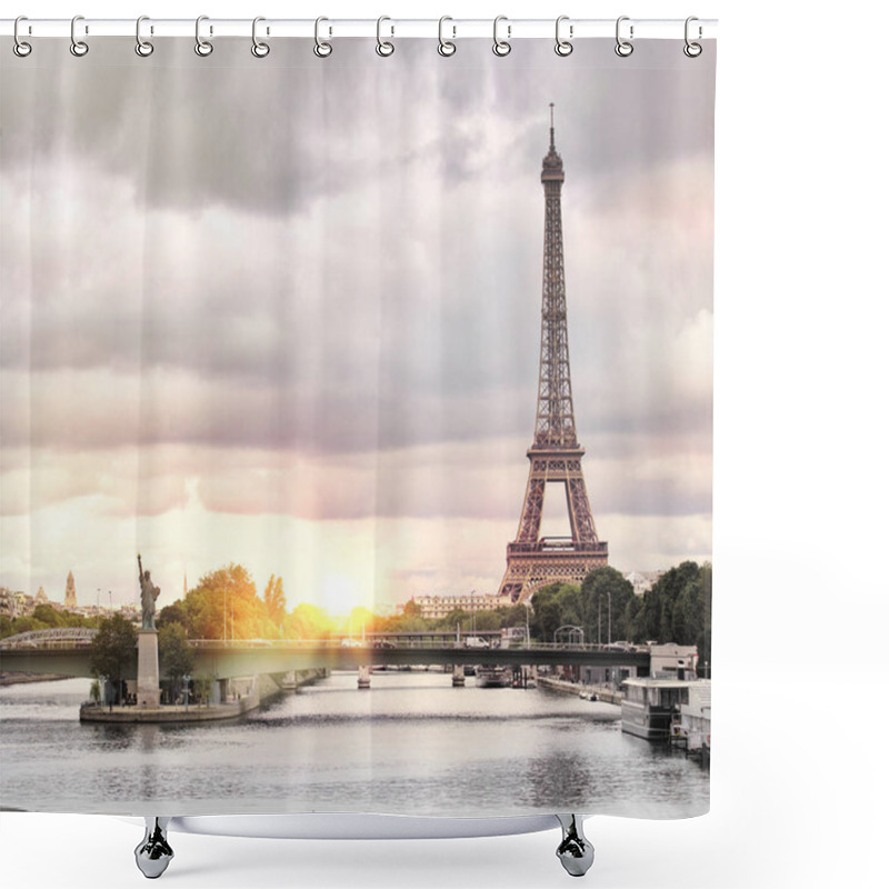 Personality  Eiffel Tower Sunset. Shower Curtains