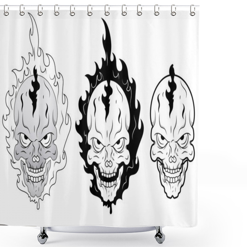 Personality  Skull Burning Vector Shower Curtains