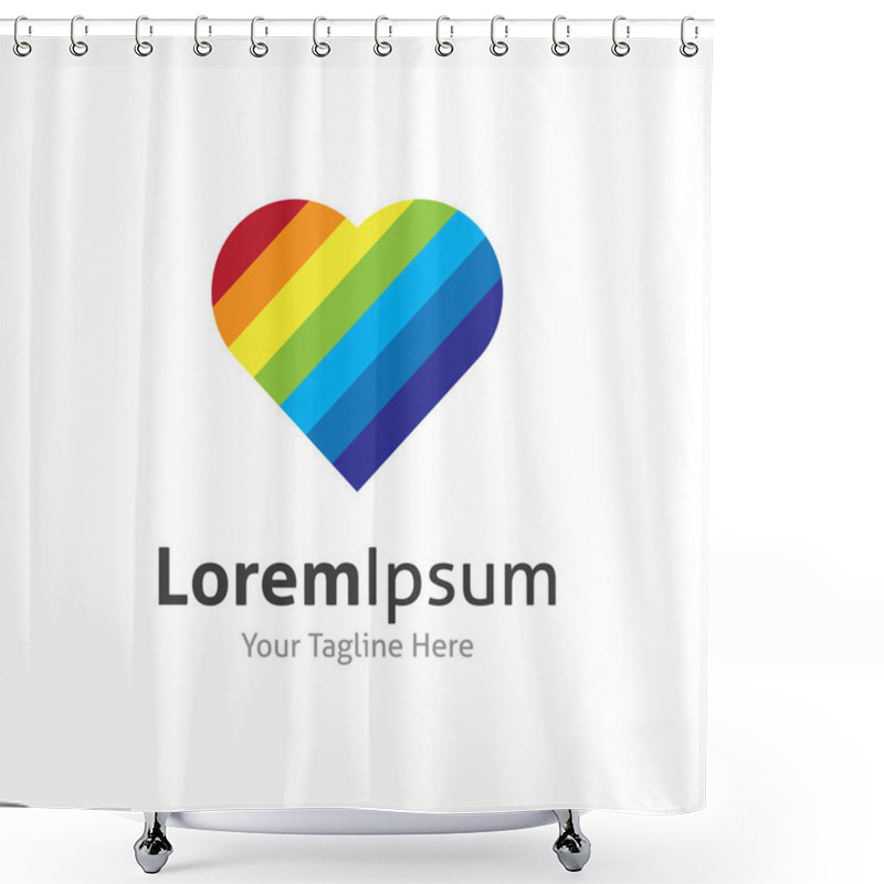 Personality  Rainbow Heart Shape Love Vector Logo Icon Shower Curtains